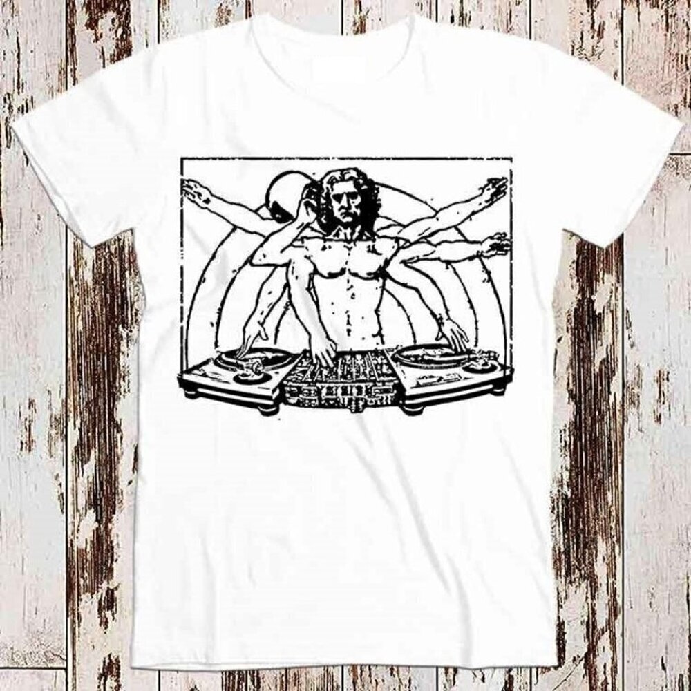 DJ Davinci Vinyl Record 80s Retro Graphic Music T-Shirt